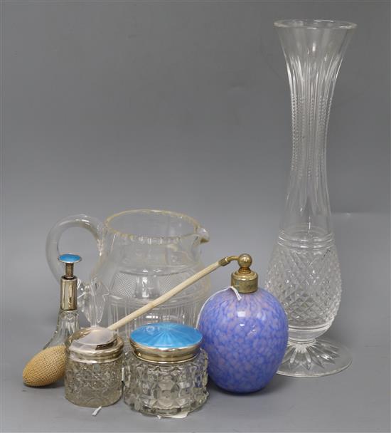 A collection of silver-mounted glassware and other items,